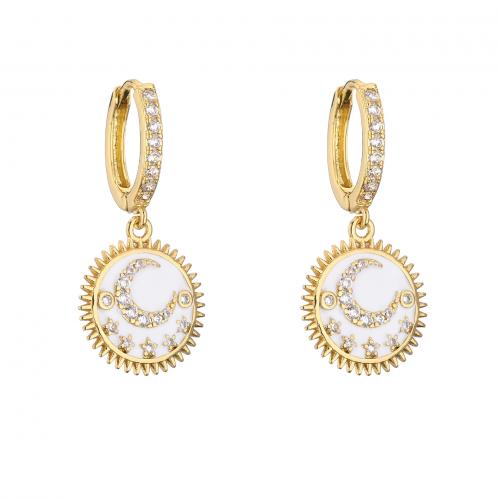 Cubic Zirconia Micro Pave Brass Earring, plated, micro pave cubic zirconia & for woman & enamel 
