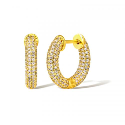 Cubic Zirconia Micro Pave Brass Earring, plated, micro pave cubic zirconia & for woman, golden [