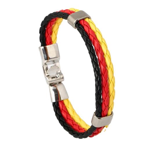 bracelet de cordon en PU , cuir PU, avec alliage de zinc, bijoux de mode & unisexe, plus de couleurs à choisir Environ 22 cm, Vendu par PC