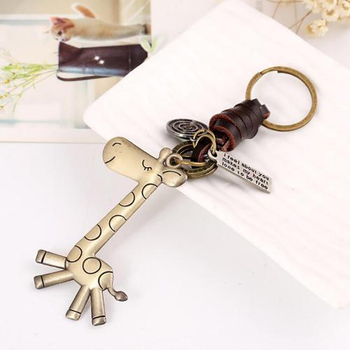 Leather Key Chains, Full Grain Cowhide Leather, with Zinc Alloy Approx 15 cm 
