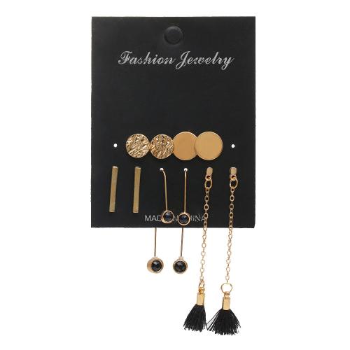 Zinc Alloy Earring Set, with Plastic Pearl, plated & for woman & enamel & with rhinestone, earring length 5-60mm 