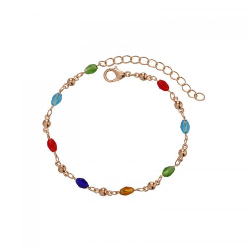 Bracelets de cristal, laiton, avec cristal, avec 5cm chaînes de rallonge, Placage, bijoux de mode & pour femme, plus de couleurs à choisir Environ 17 cm, Vendu par PC