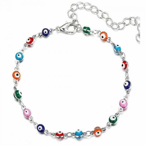Evil Eye Jewelry Necklace, Zinc Alloy, with 7cm extender chain, Flat Round, plated, fashion jewelry & for woman & enamel Approx 20 cm 