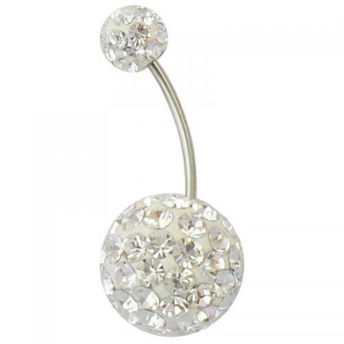 Stainless Steel Belly Ring, 316 Stainless Steel, with Rhinestone Clay Pave & Zinc Alloy, Round, fashion jewelry & for woman 