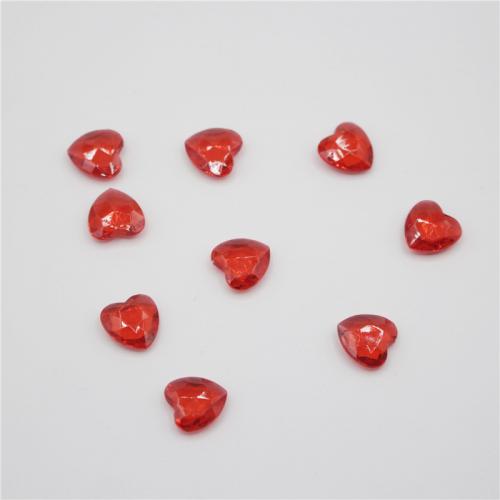 Granos de acrílico de la joyería, Corazón, moldeo por inyección, Bricolaje & sin agujero, Rojo, 12x12x4mm, Vendido por UD