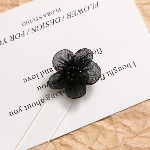 Haarschmuck DIY Zubehöre, Gaze, Blume, handgemacht, schwarz, 30mm, verkauft von PC