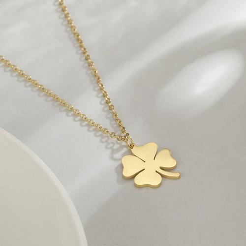 Couple Stainless Steel Necklace, 304 Stainless Steel, with 5cm extender chain, Four Leaf Clover, Vacuum Ion Plating, fashion jewelry & for woman Approx 45 cm 