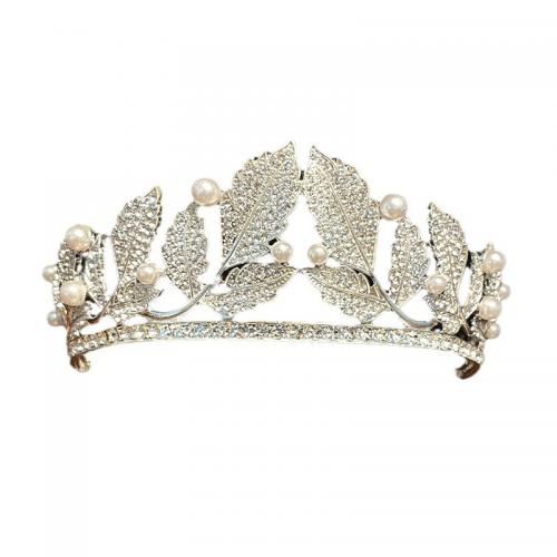 Bridal Tiaras, Zinc Alloy, with Plastic Pearl, plated, fashion jewelry & for woman & with rhinestone Diameter 170m,height 60mm 