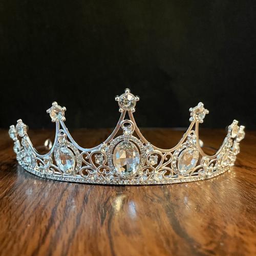 Bridal Tiaras, Zinc Alloy, silver color plated, fashion jewelry & for woman & with rhinestone, silver color, Diameter 150mm,height 50mm 