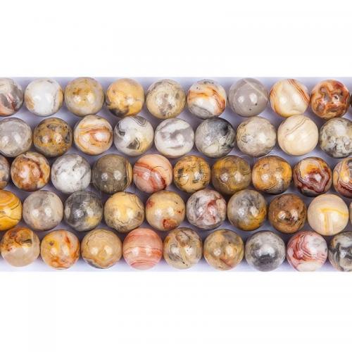 Perle naturelle Agate Crazy, agate folle, Rond, poli, DIY & normes différentes pour le choix, couleurs mélangées Environ 38 cm, Vendu par brin