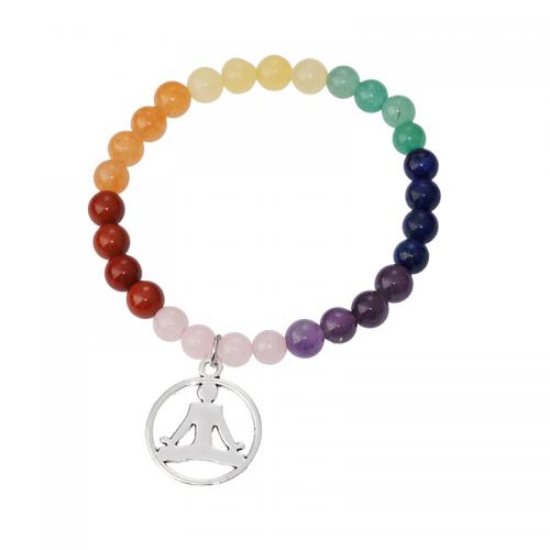 Gemstone Bracelets, with Zinc Alloy, fashion jewelry & for woman, multi-colored Approx 18 cm 
