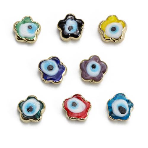 Evil Eye Lampwork Beads, Zinc Alloy, with Lampwork, gold color plated & DIY & evil eye pattern [