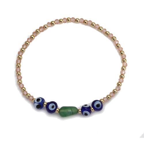 Evil Eye Jewelry Bracelet, Brass, with Crystal & Lampwork, gold color plated, fashion jewelry & evil eye pattern & for woman 
