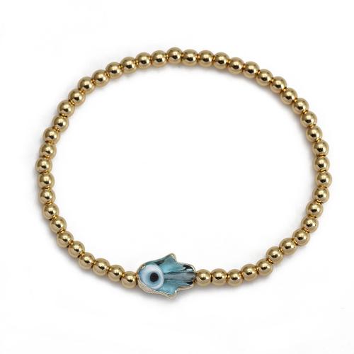 Evil Eye Jewelry Bracelet, Brass, Hand, gold color plated, fashion jewelry & evil eye pattern & for woman & enamel inner perimeter 180mm 