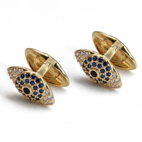 Evil Eye Earrings, Brass, gold color plated, fashion jewelry & micro pave cubic zirconia & for woman 