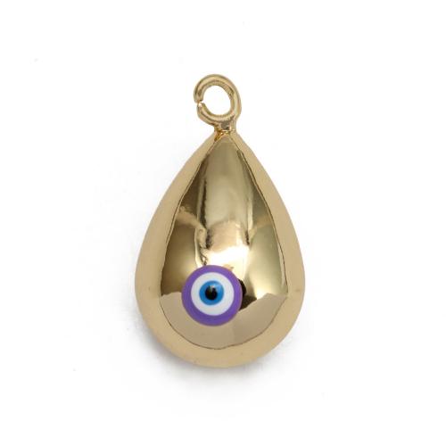 Fashion Evil Eye Pendant, Brass, Teardrop, gold color plated, DIY & evil eye pattern & enamel 