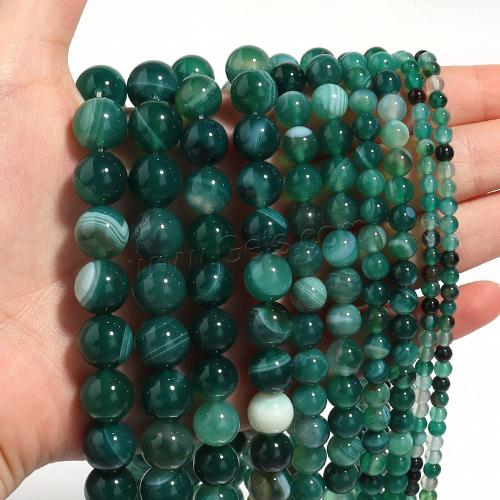 Natürliche Streifen Achat Perlen, rund, DIY & verschiedene Größen vorhanden, grün, Länge:ca. 38 cm, verkauft von Strang