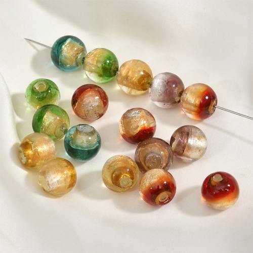Silberfolie Lampwork Perlen, rund, DIY, keine, 12mm, Bohrung:ca. 2.3mm, verkauft von PC