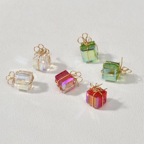 Colgantes de cristal latón, con alambre de latón, forma de regalo, Bricolaje & diverso tamaño para la opción, más colores para la opción, Vendido por UD