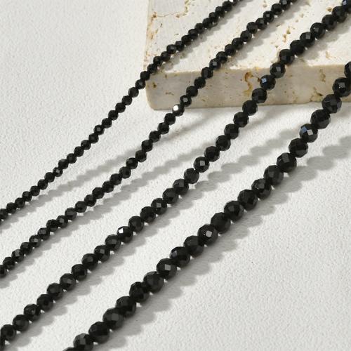 Single Gemstone Beads, Black Spinel, Round, DIY black 