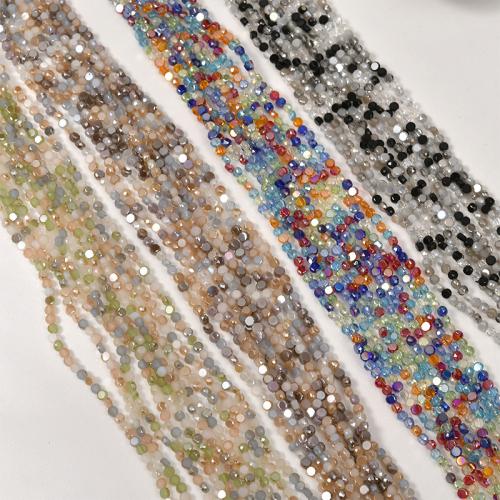 Mode Kristall Perlen, flache Runde, DIY, mehrere Farben vorhanden, 4x2.5mm, Bohrung:ca. 0.7mm, ca. 140PCs/Strang, verkauft von Strang