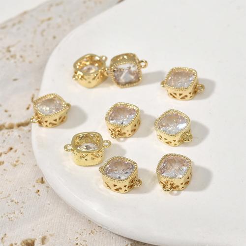Cubic Zirconia Brass Connector, Square, plated, DIY & micro pave cubic zirconia 