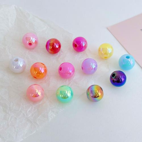 Perles acryliques plaquée, Acrylique, Rond, Placage UV, DIY, plus de couleurs à choisir, 12mm, Environ Vendu par sac