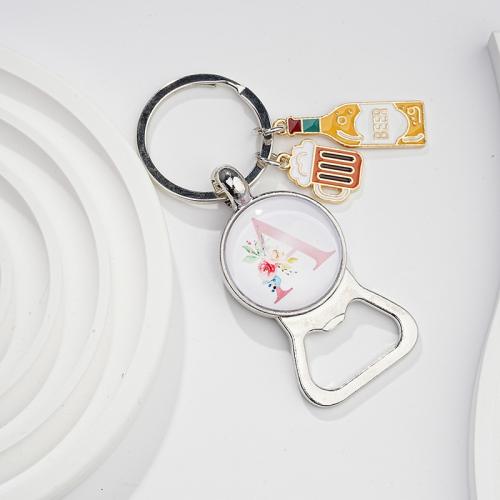 Glass Key Chain, Zinc Alloy, with Glass, multifunctional & Unisex 