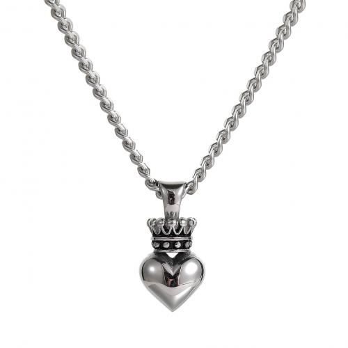 Titanium Steel Jewelry Necklace, Heart, plated, Unisex, original color Approx 60 cm 