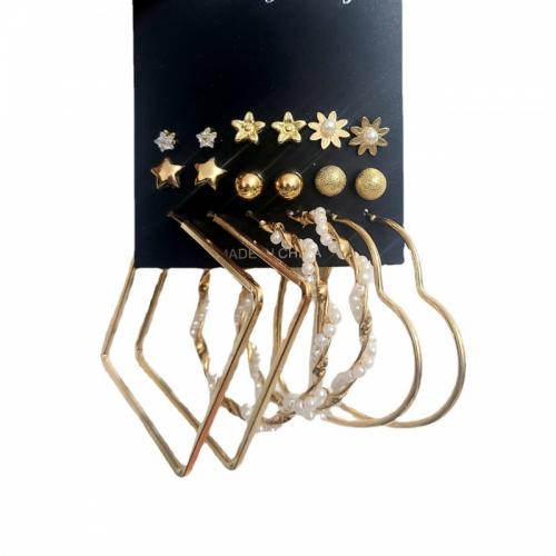 Zinklegierung Ohrring-Set, mit Kunststoff Perlen, plattiert, verschiedene Stile für Wahl & für Frau & mit Strass, earring length 5-80mm, verkauft von setzen[