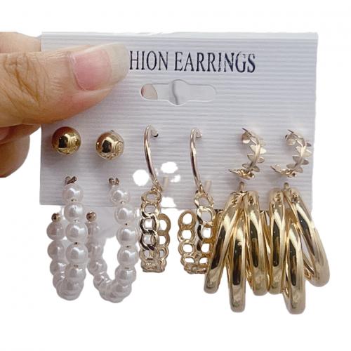 Zinc Alloy Earring Set, with Plastic Pearl & Acrylic, plated & for woman & enamel & with rhinestone, earring length 10-60mm 