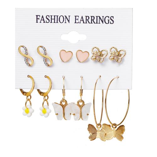 Zinc Alloy Earring Set, with Plastic Pearl & Acrylic, plated & for woman & enamel & with rhinestone, earring length 4-60mm 