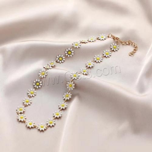 Enamel Zinc Alloy Necklace, with 4.5cm extender chain, Daisy, gold color plated, fashion jewelry & for woman, white Approx 34 cm 