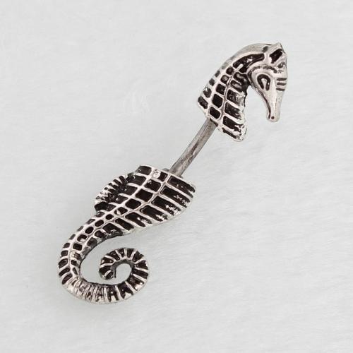 Stainless Steel Belly Ring, 316 Stainless Steel, with Zinc Alloy, Seahorse, antique silver color plated, fashion jewelry & for woman & blacken 