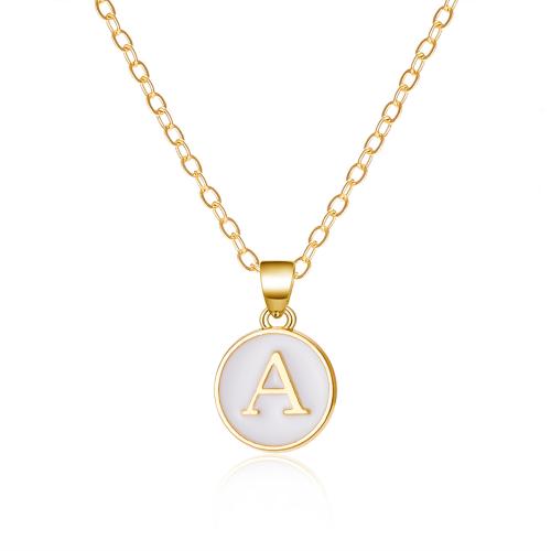 Enamel Zinc Alloy Necklace, with 5cm extender chain, Flat Round, gold color plated, fashion jewelry & letters are from A to Z & Unisex cm 