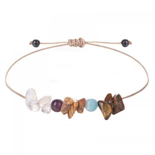 Gemstone Chip Bracelets, Natural Gravel, with Wax Cord, handmade, fashion jewelry & adjustable & for woman Approx 15-30 cm 