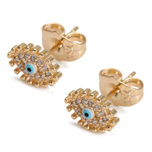 Evil Eye Earrings, Brass, gold color plated & fashion jewelry & micro pave cubic zirconia & for woman 