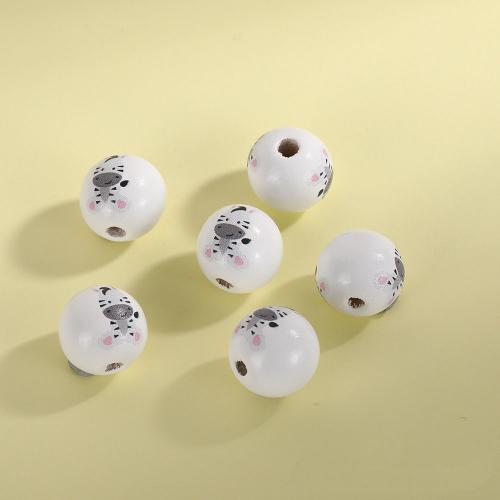 Printing Wood Beads, Round, DIY 16mm, Approx [
