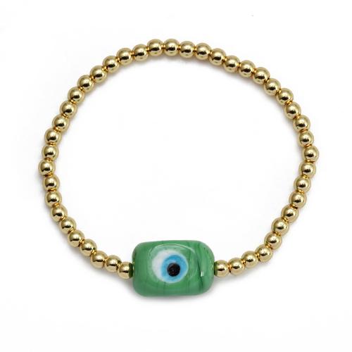 Evil Eye Jewelry Bracelet, Brass, with Lampwork, gold color plated, fashion jewelry & Unisex & evil eye pattern 