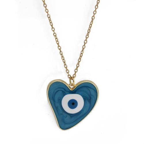 Evil Eye Jewelry Necklace, Zinc Alloy, gold color plated, fashion jewelry & Unisex & evil eye pattern & enamel 
