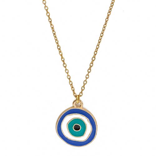 Evil Eye Jewelry Necklace, Zinc Alloy, plated, fashion jewelry & Unisex & evil eye pattern & micro pave cubic zirconia & enamel 