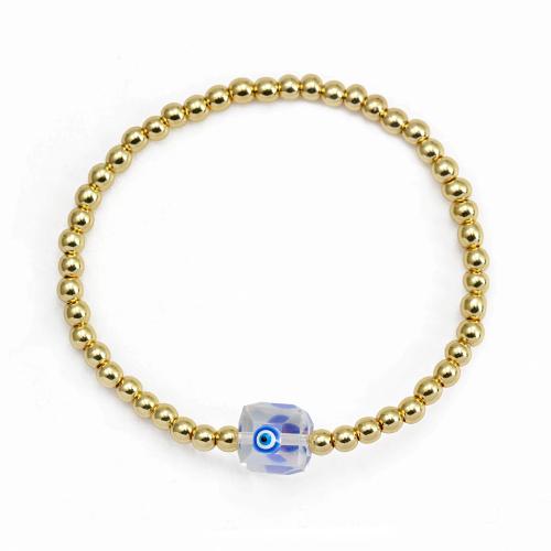 Evil Eye Jewelry Bracelet, Brass, with Crystal, gold color plated, fashion jewelry & evil eye pattern & for woman 