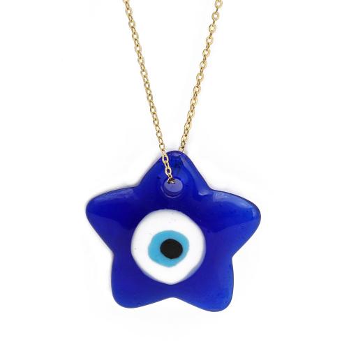 Evil Eye Jewelry Necklace, Brass, with Lampwork, gold color plated, fashion jewelry & evil eye pattern & for woman 