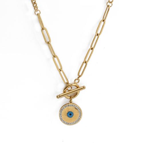 Evil Eye Jewelry Necklace, 304 Stainless Steel, Vacuum Ion Plating, fashion jewelry & for woman 