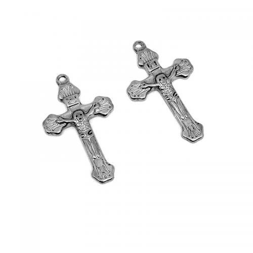Stainless Steel Cross Pendants, 304 Stainless Steel, plated, DIY, silver color Approx 1.8mm [