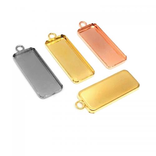 Stainless Steel Pendant Setting, 304 Stainless Steel, Rectangle, plated, DIY Approx 2.4mm [
