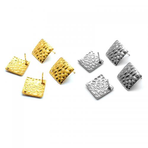 Stainless Steel Stud Earring, 304 Stainless Steel, Square, plated, DIY 