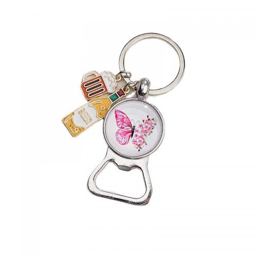 Glass Key Chain, Zinc Alloy, with Glass, multifunctional & Unisex 