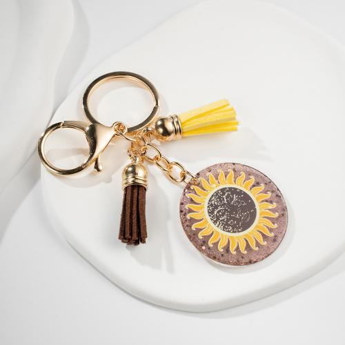 Porte-clés acrylique, alliage de zinc, avec cuir PU & Acrylique, multifonctionnel & unisexe Vendu par PC