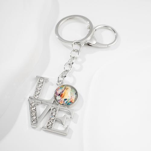 Mode-Zeit-Edelstein Keychain, Zinklegierung, mit Glas, Multifunktions & unisex & mit Strass, 97x56mm, verkauft von PC